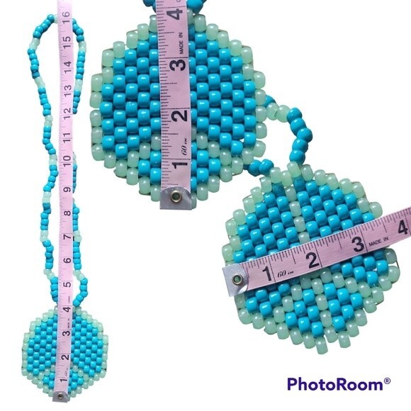 Glow in the Dark Peace Sign Pony Bead [Kandi] Necklace - Picture 3 of 4